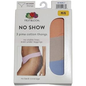 Fruit Of The Loom No Show 3-Pack Pima Cotton Thongs Size Medium New In Box
